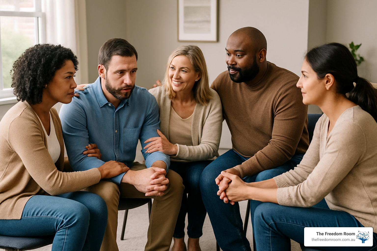 counsellor guiding discussion - alcohol rehab group therapy