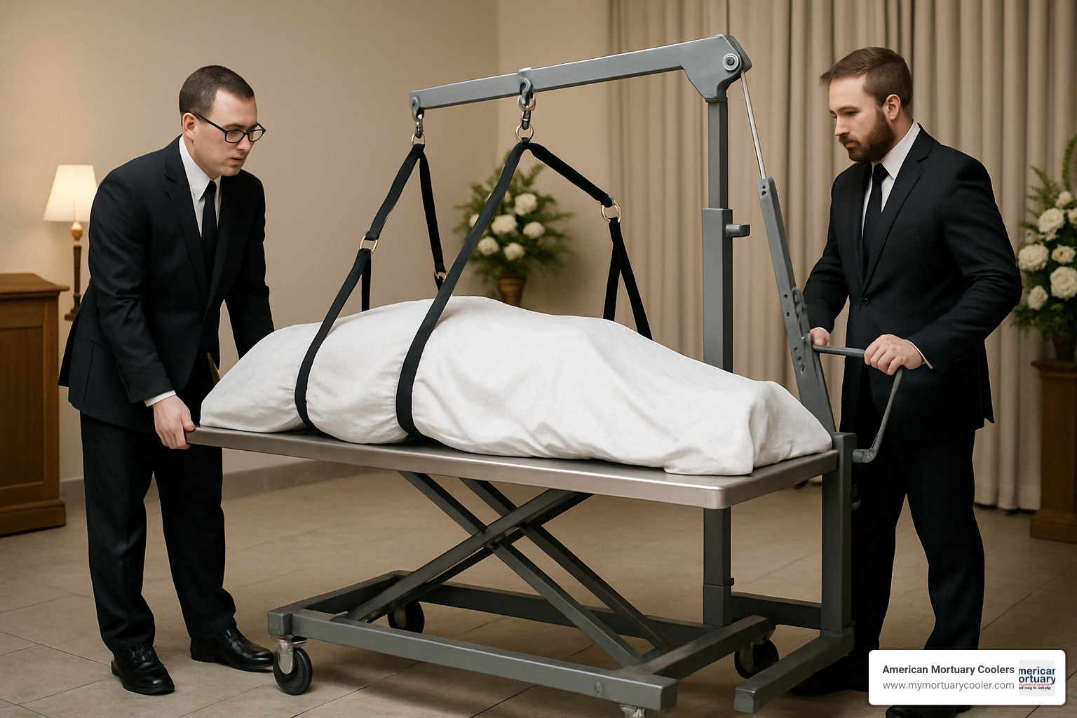 hand crank lift in funeral home setting - hand crank lift