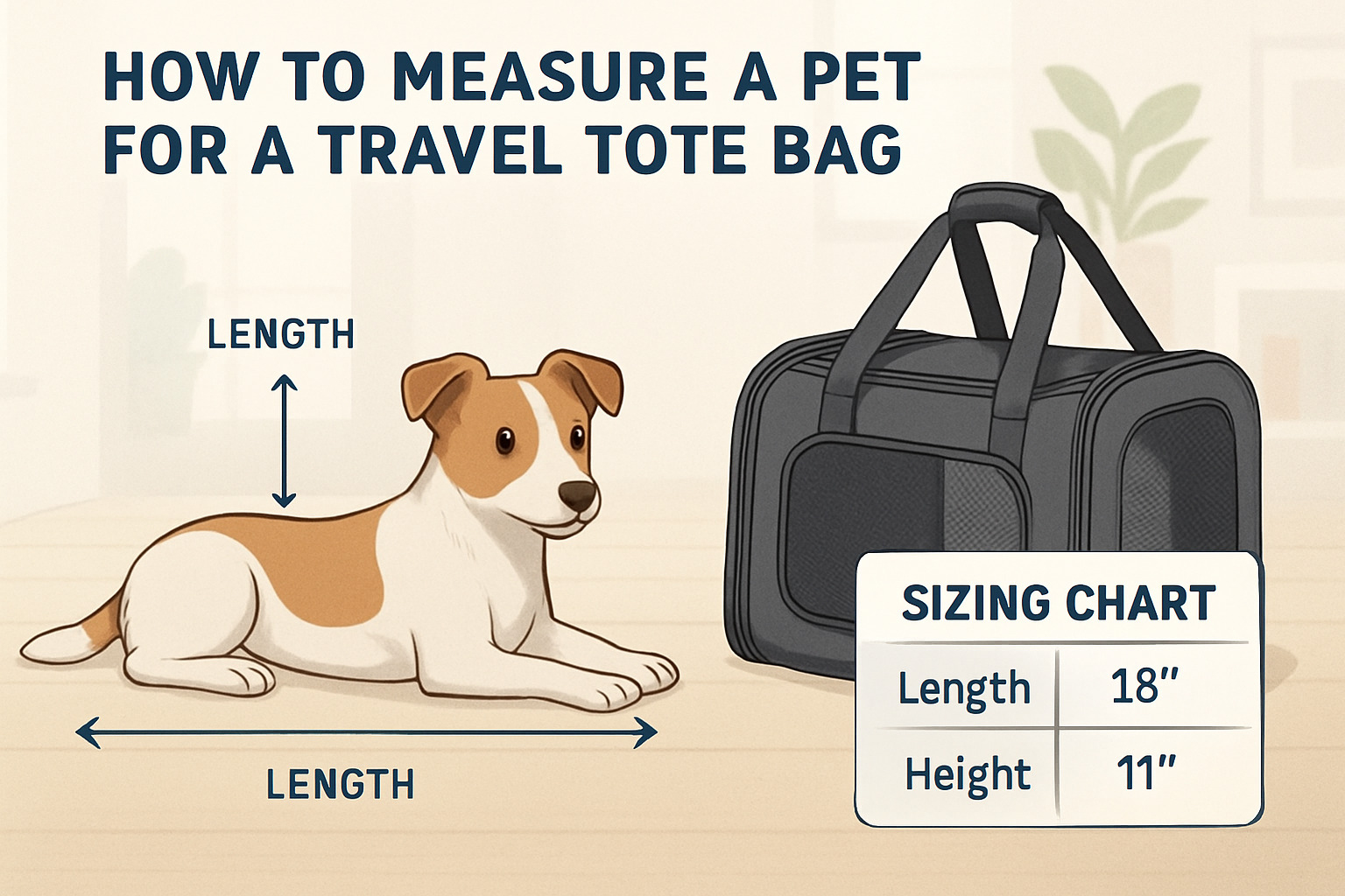 pet sizing guide for travel tote bags - pet travel tote bag