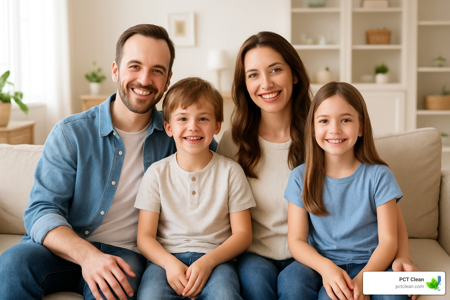 relaxed family in clean home - House cleaning services Kennesaw