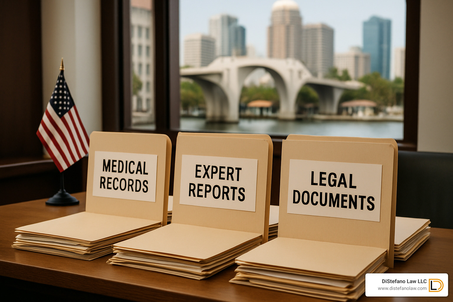organized case files with medical records, expert reports, and legal documents - malpractice attorney Fort Lauderdale