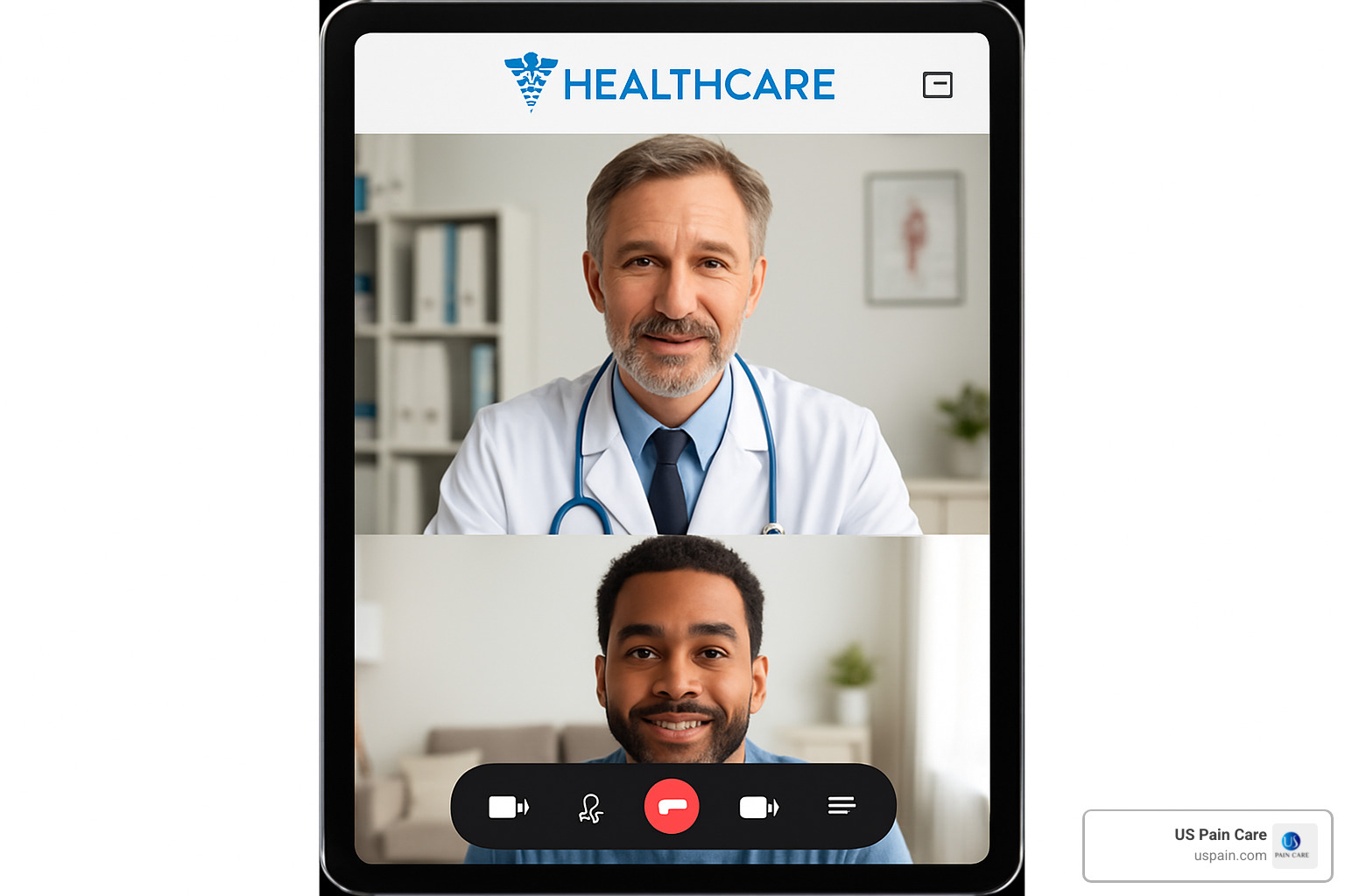 telehealth appointment interface showing patient and provider interaction - first step in providing healthcare to a patient