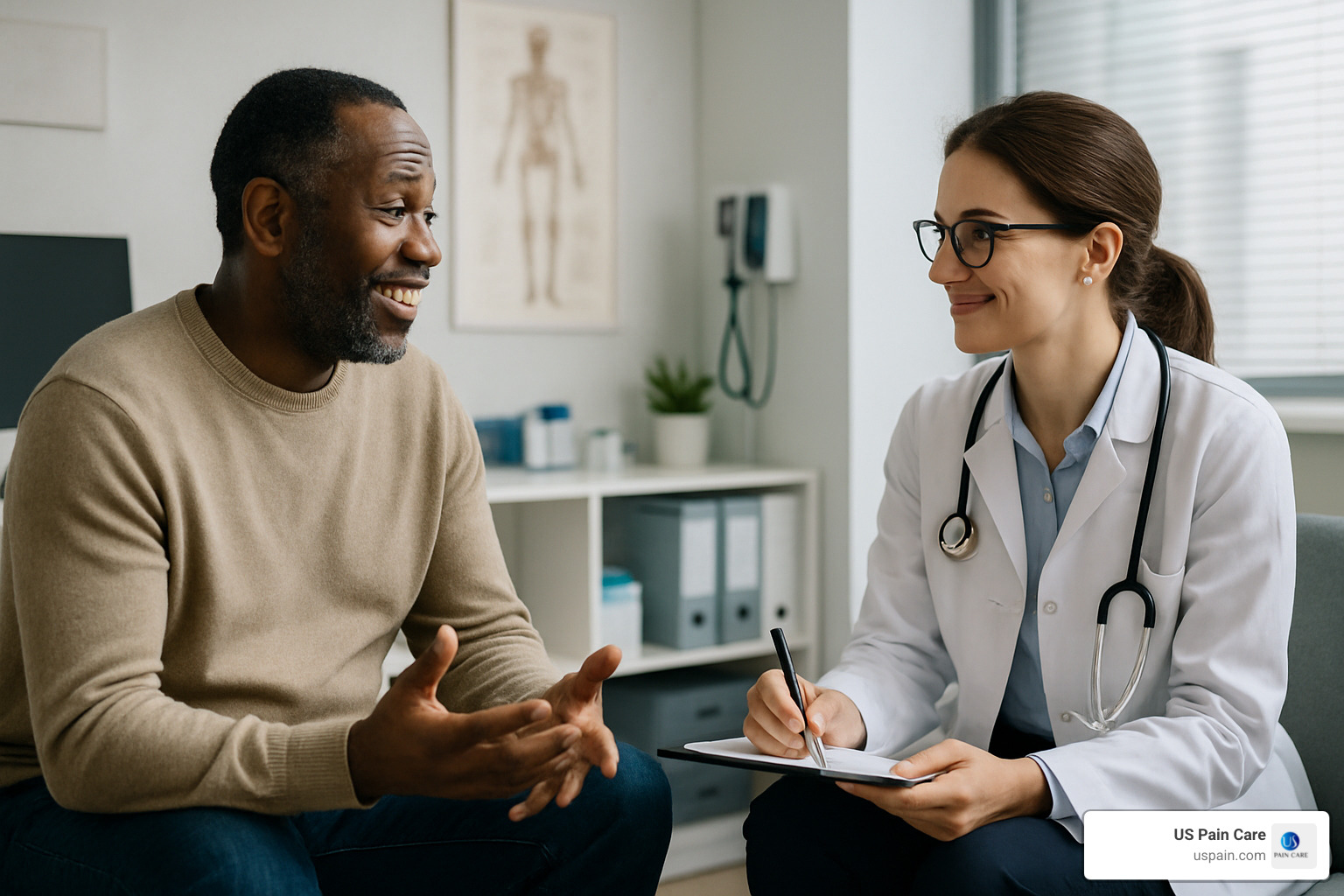 patient sharing their health story with attentive healthcare provider - first step in providing healthcare to a patient