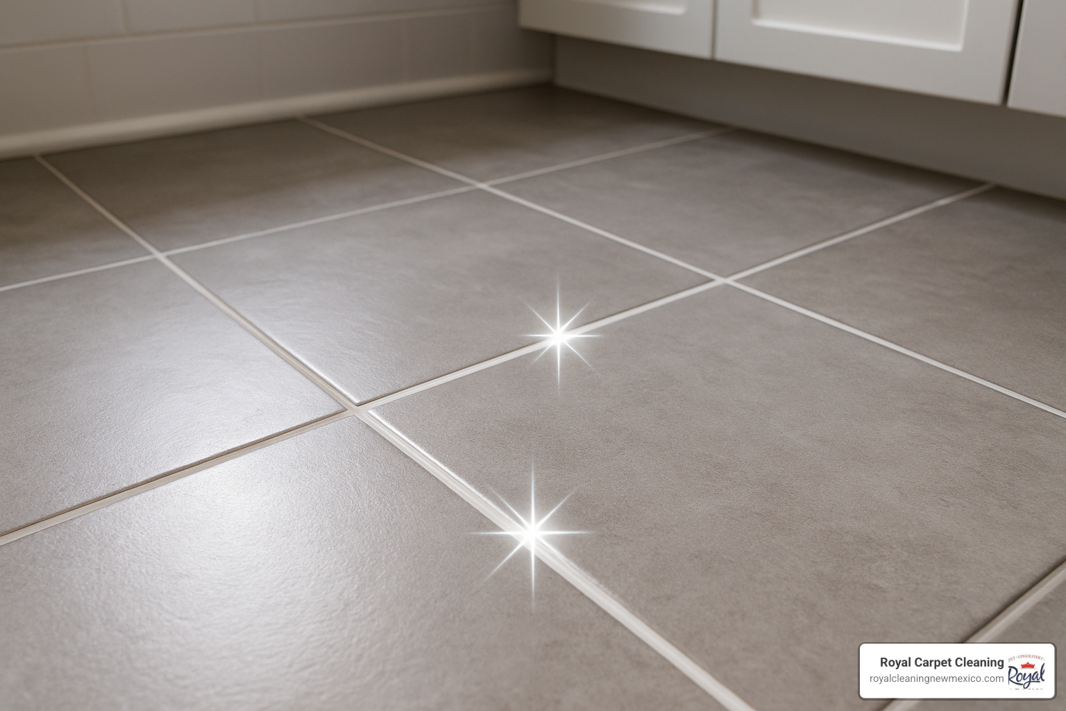 Professional cleaning results showing sparkling clean grout lines - cleaning tile grouting