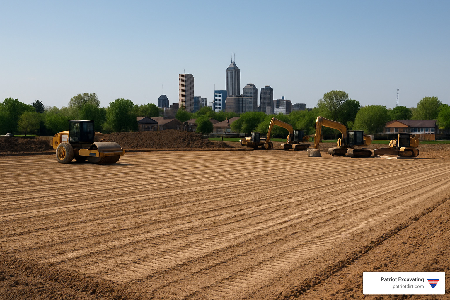 Finished commercial building pad in Indianapolis - Grading contractors Indianapolis