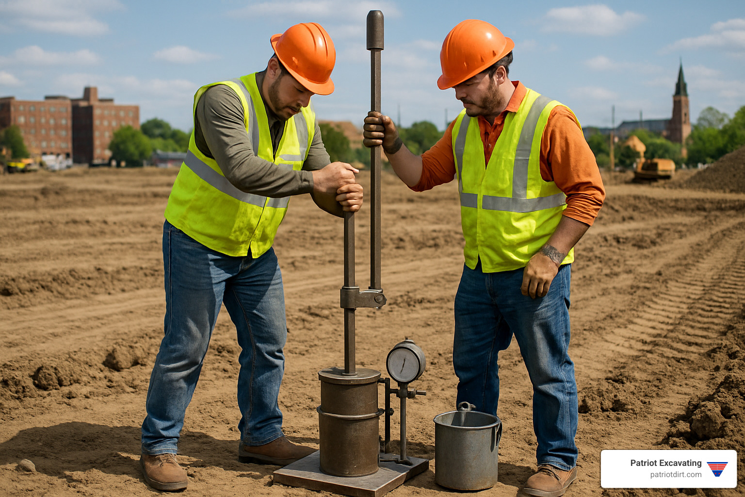 Compaction testing equipment on Indianapolis construction site - Grading contractors Indianapolis