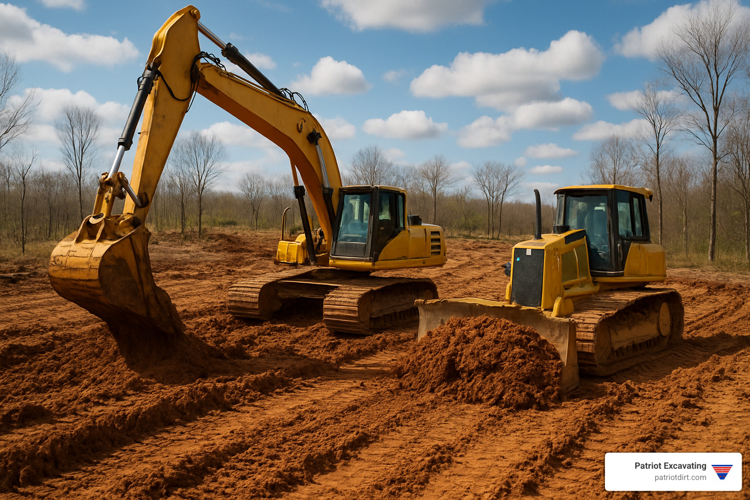 excavation equipment working on land clearing in Central Indiana - Site prep contractors excavation equipment working on land clearing in Central Indiana - Site prep contractors