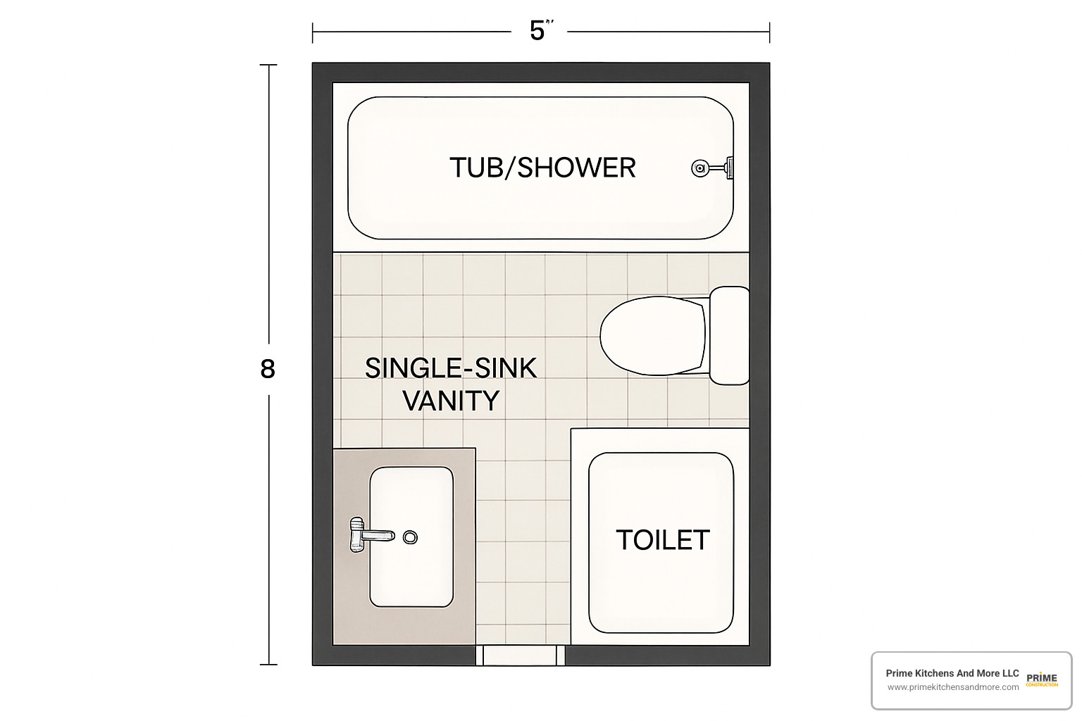 5x8 bathroom layout with tub shower combo - small master bath layout