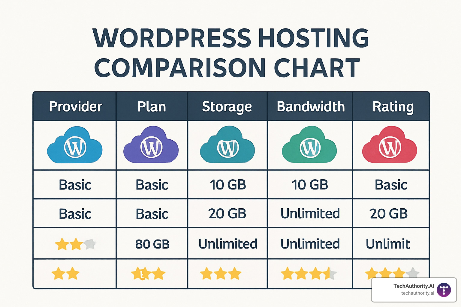 WordPress hosting comparison chart 10 Best Hosts 2025