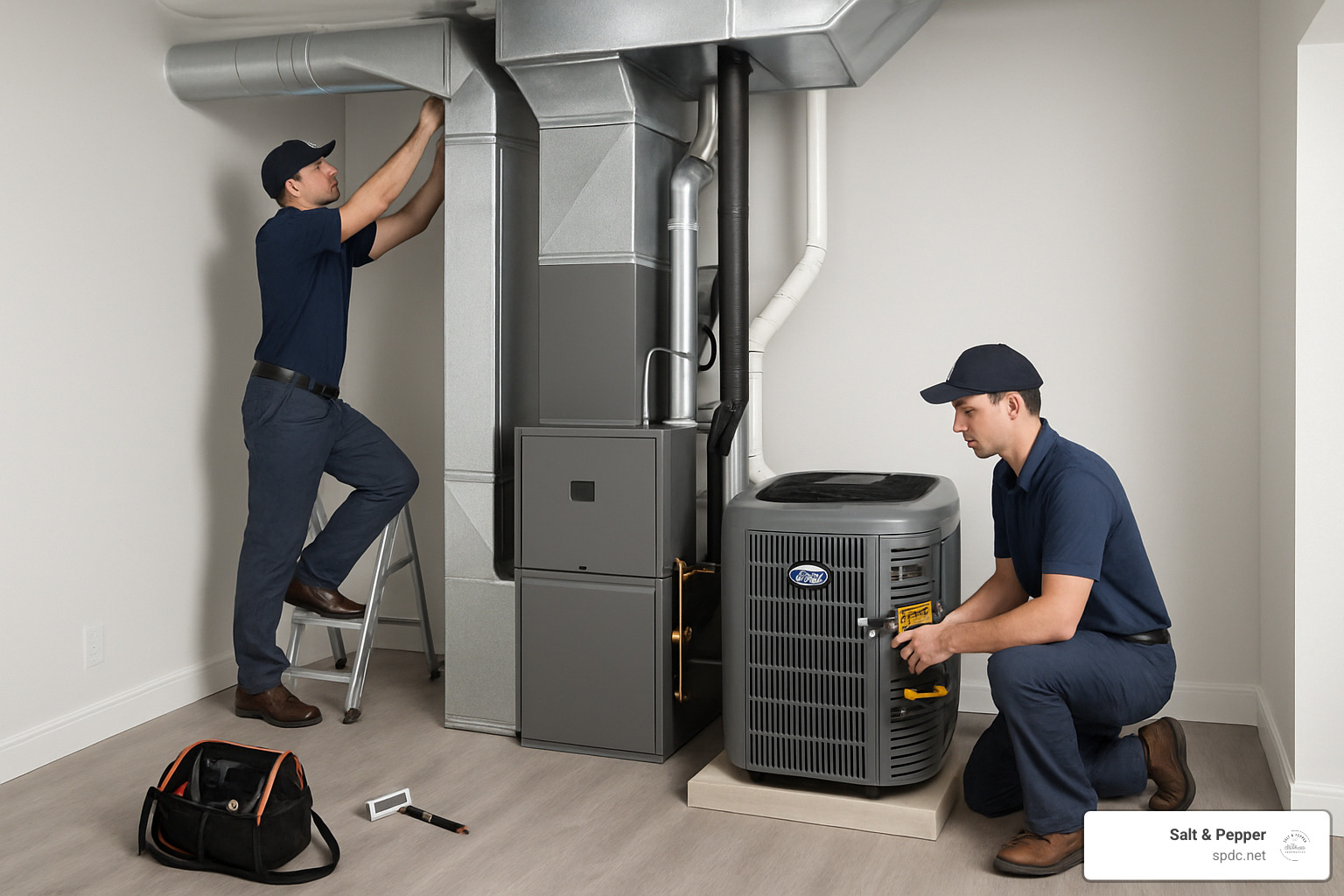 Modern high-efficiency HVAC system installation - rebates for upgrading hvac