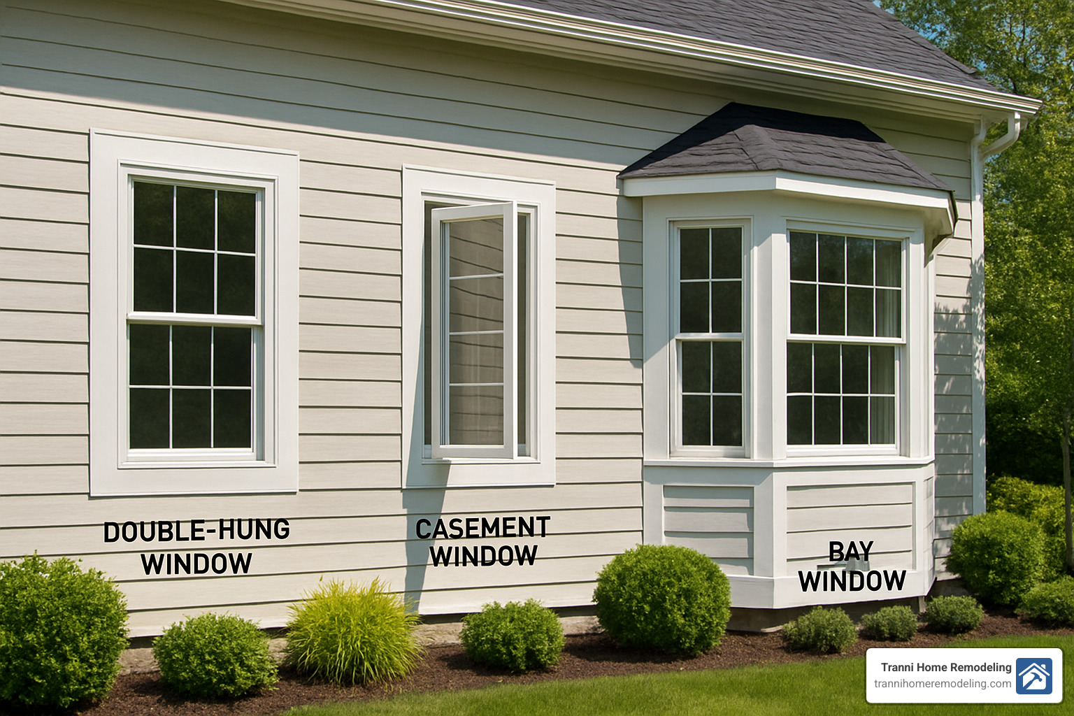 Various window styles including double-hung, casement, and bay windows - window installation contractors