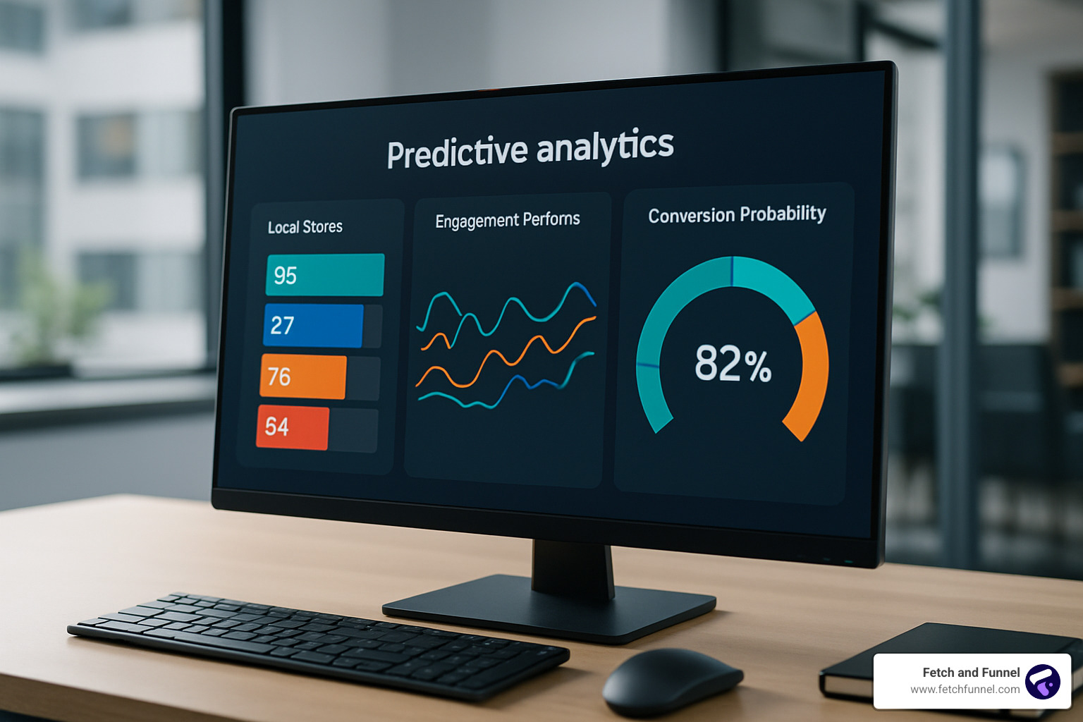 predictive analytics dashboard showing lead scores, engagement patterns, and conversion probability - ai lead nurture