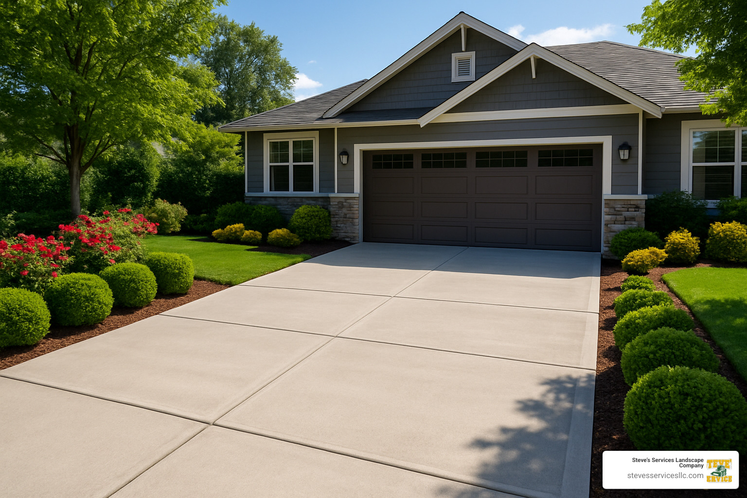 finished driveway with professional landscaping - Driveway excavation contractors