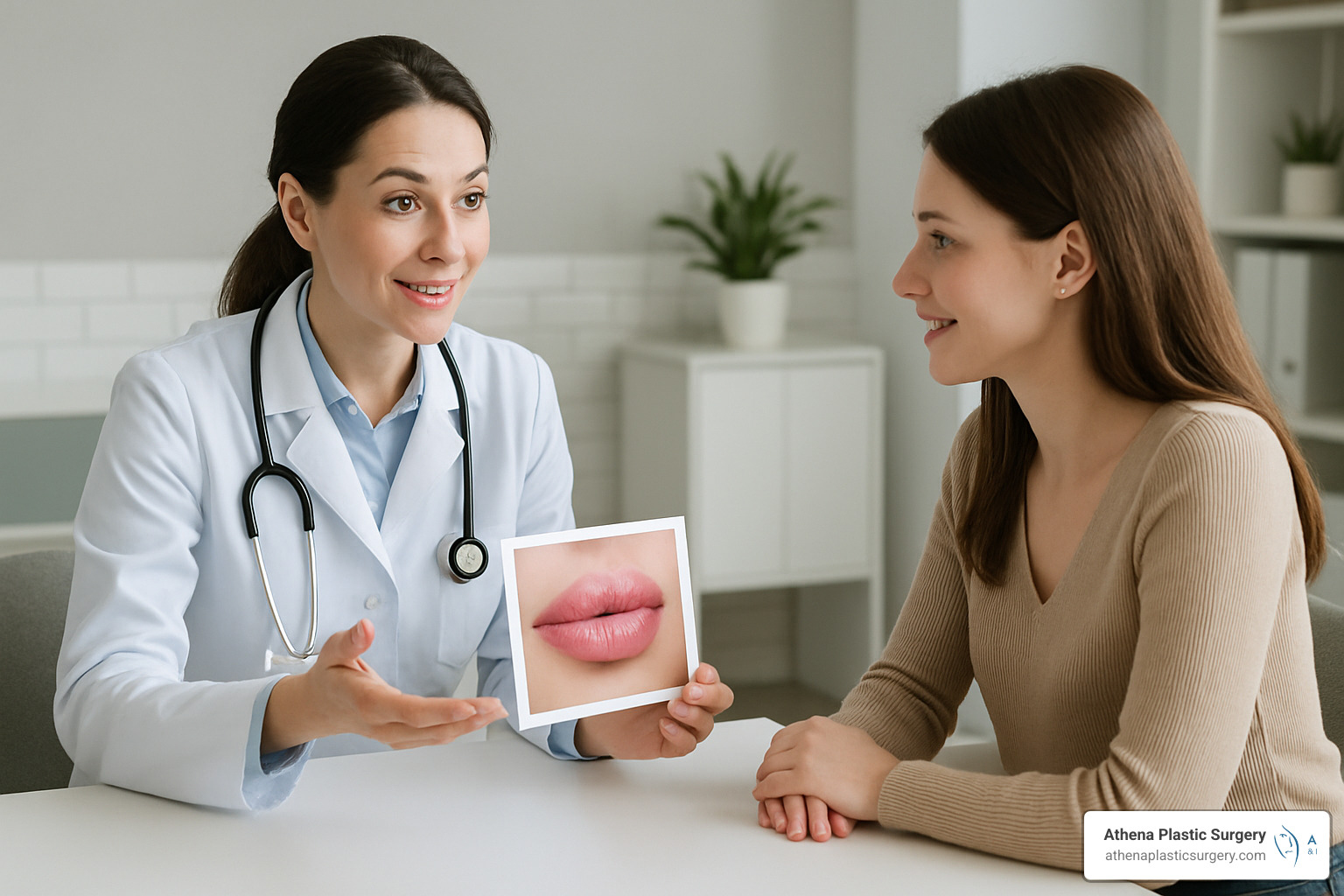 medical professional consulting with patient about lip augmentation options - lip augmentation stuart fl