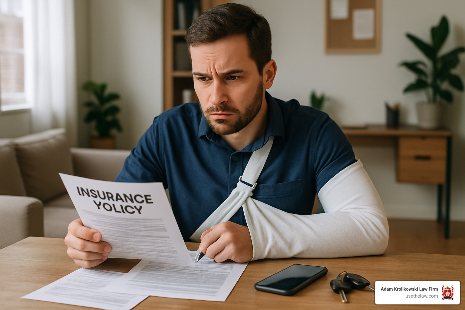 injured passenger reviewing insurance policy documents - rideshare accident lawsuit