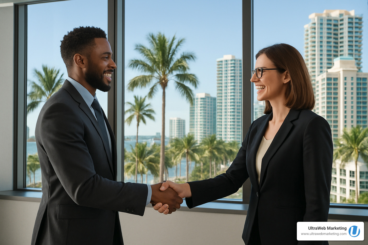 Professional handshake in modern Fort Lauderdale office setting - Fort Lauderdale web development
