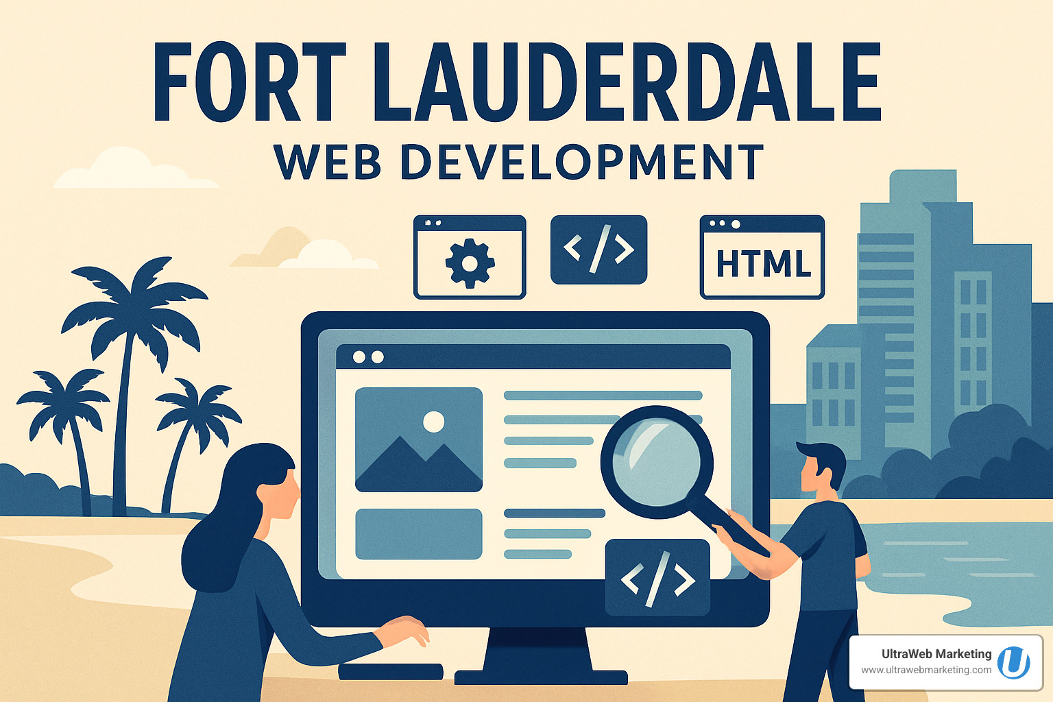 Mock-ups of local Fort Lauderdale business websites showing restaurant, retail, and service company designs - Fort Lauderdale web development