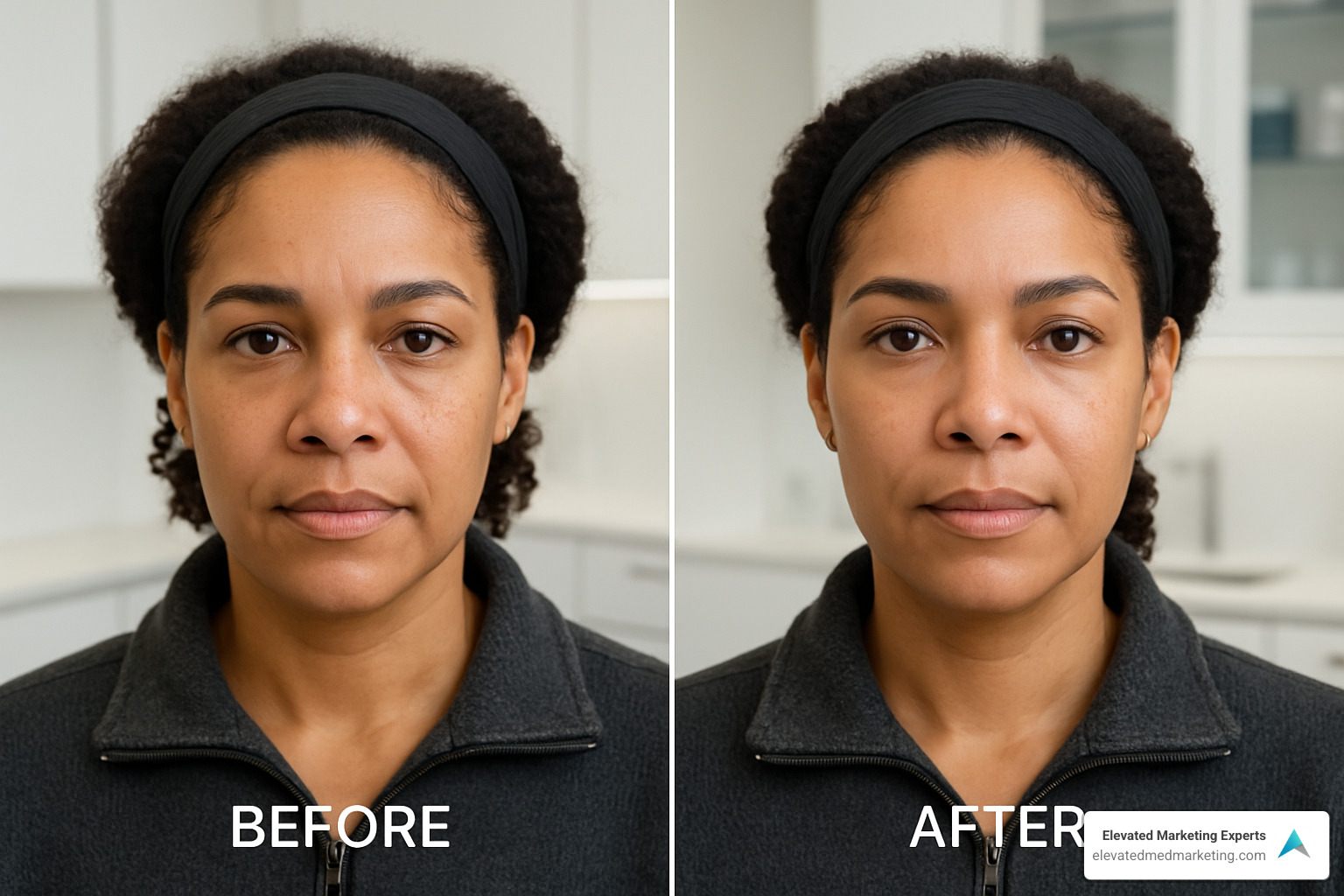 Before and after change carousel post showing natural-looking aesthetic treatment results - Aesthetic clinic digital marketing
