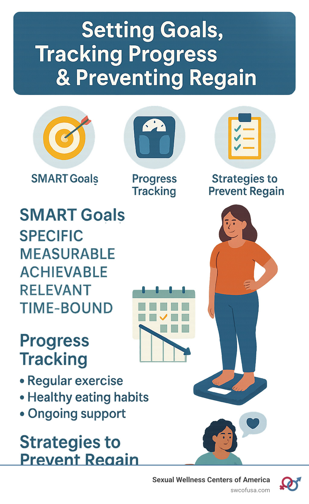goal setting and progress tracking tools for weight management - weight loss management infographic 