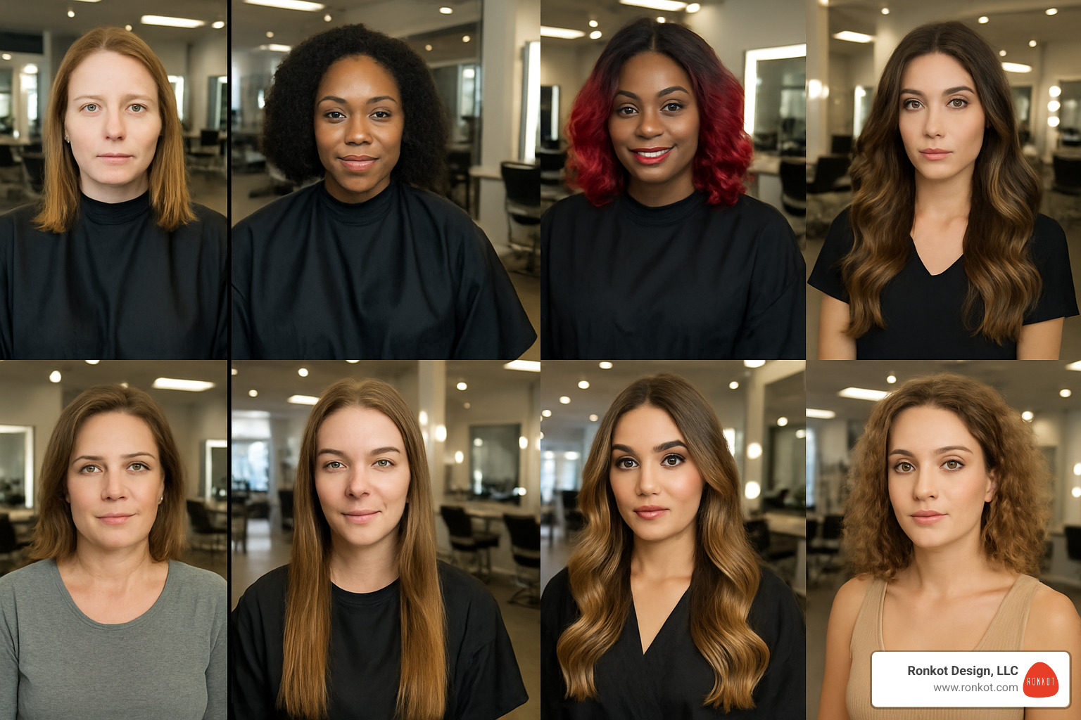 Professional salon portfolio gallery showcasing diverse before and after changes - beauty salons web design Professional salon portfolio gallery showcasing diverse before and after changes - beauty salons web design