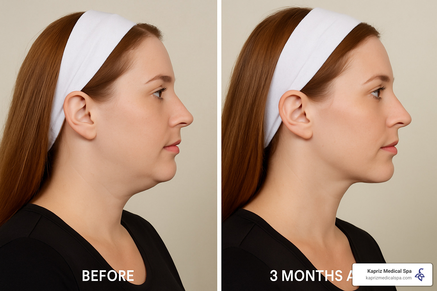 Patient showing 3-month change results - Kybella for double chin