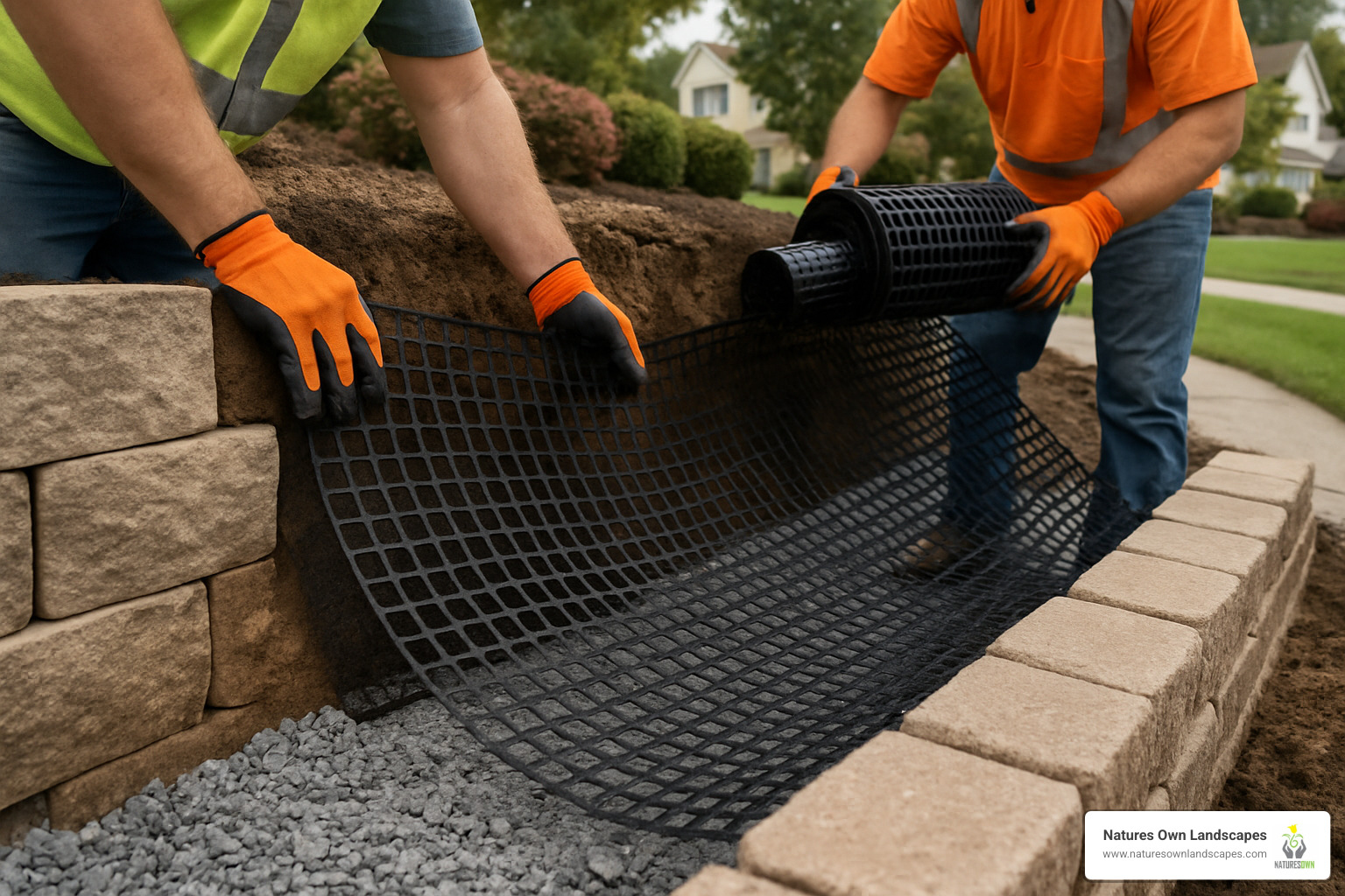 geogrid installation - retaining wall contractor