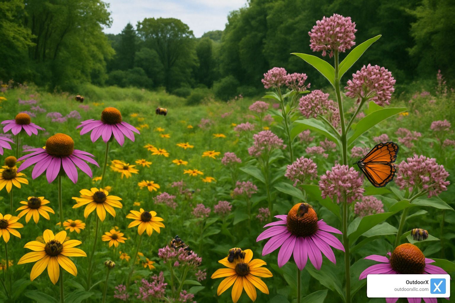 Native pollinator garden with native Massachusetts plants - landscape companies salem ma