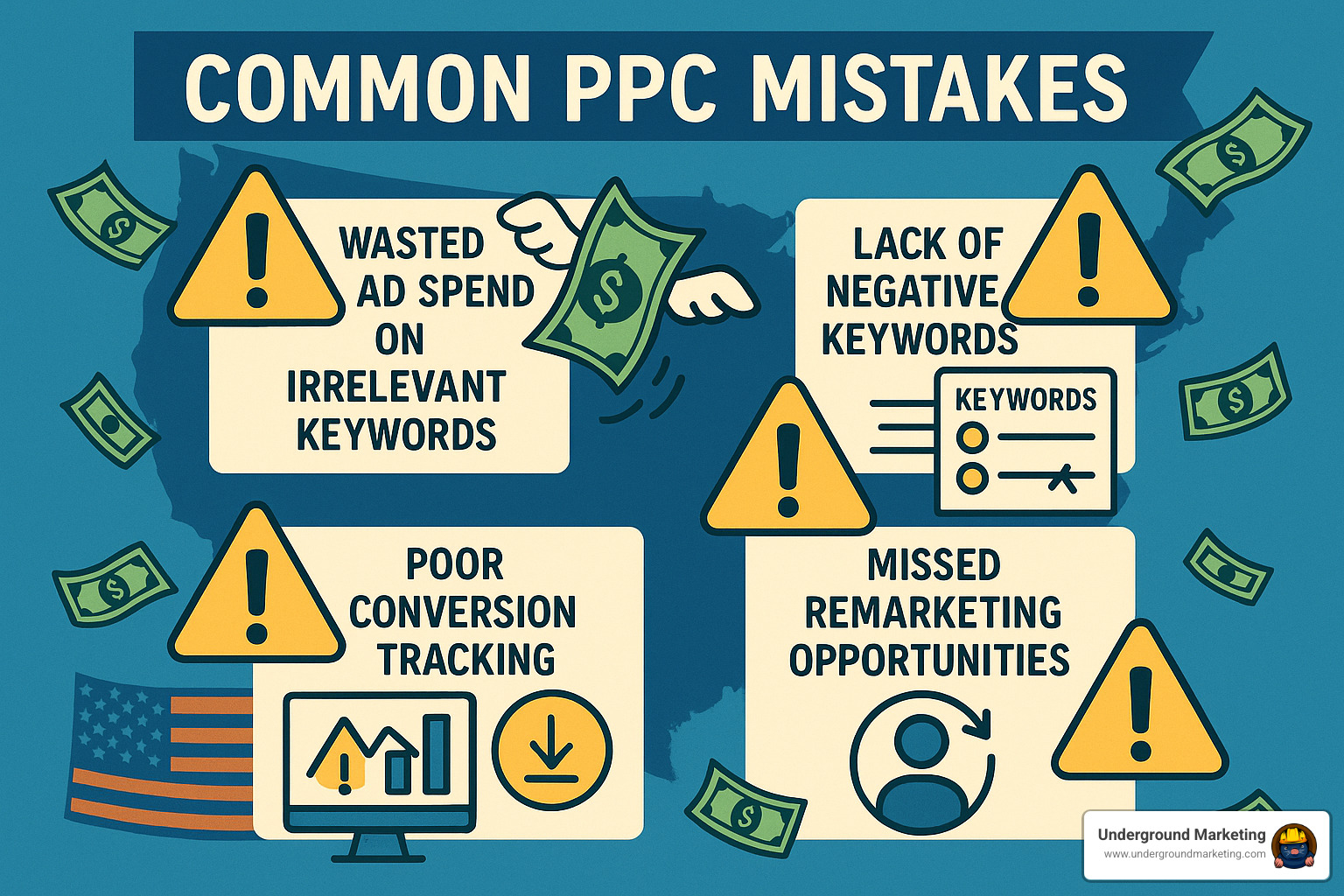 Common PPC mistakes visualization - adwords agency near me