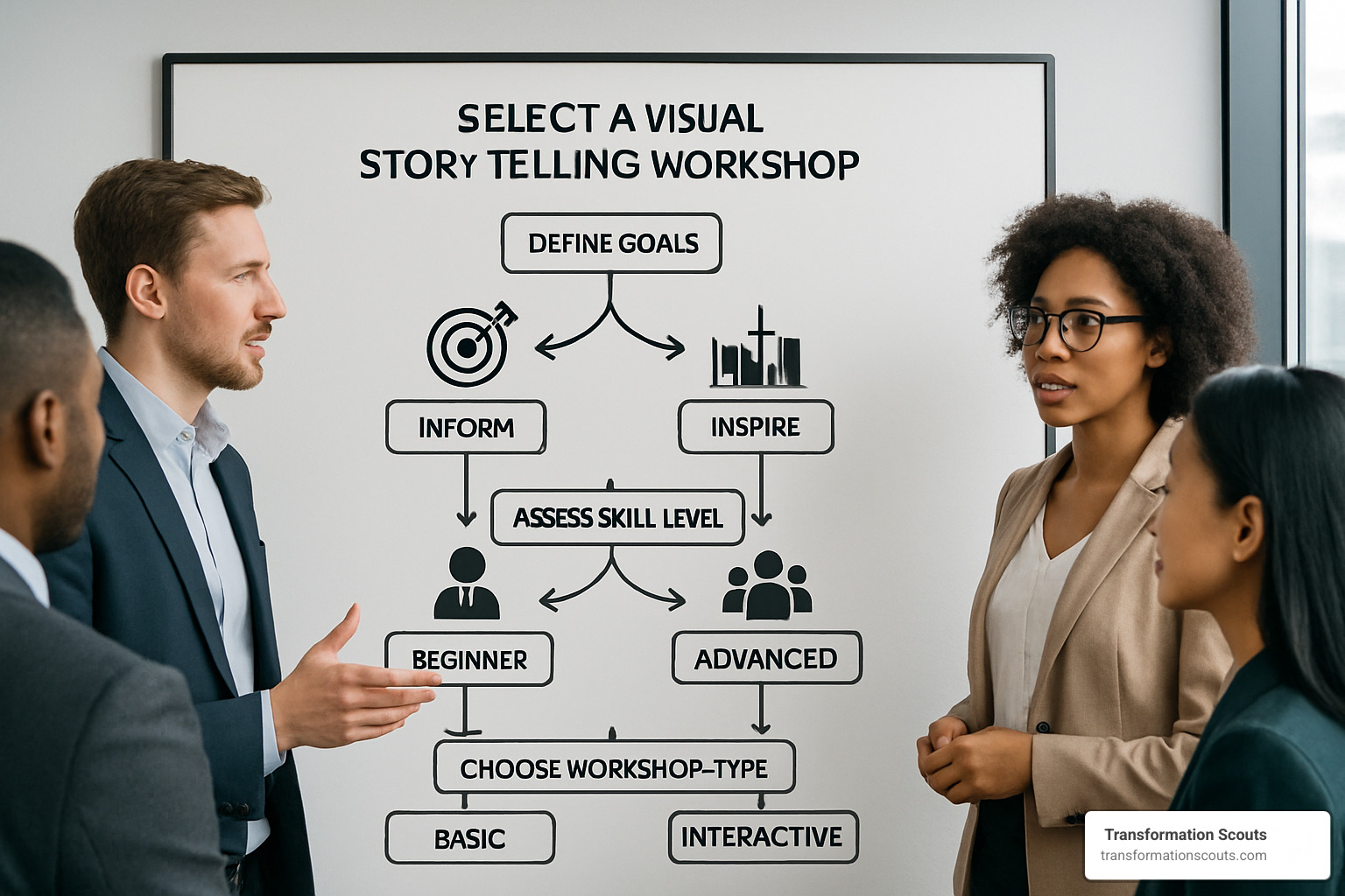 decision flowchart for choosing visual storytelling workshops - visual storytelling workshops
