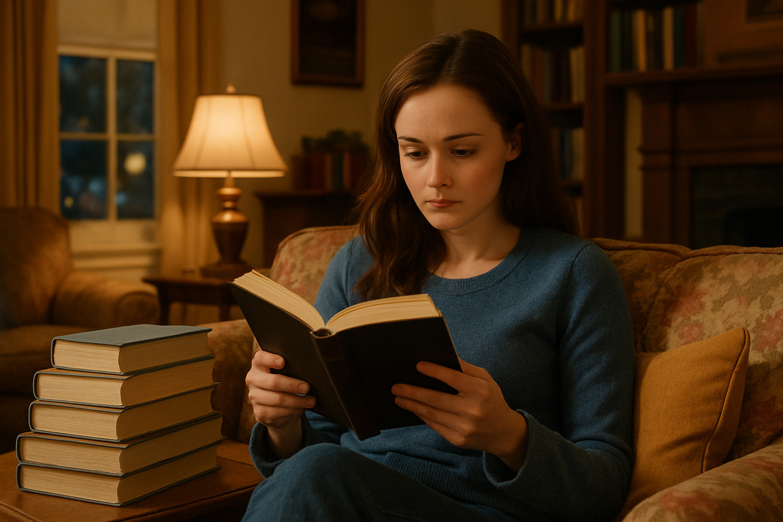Alexis Bledel as Rory Gilmore reading a book - alexis bledel