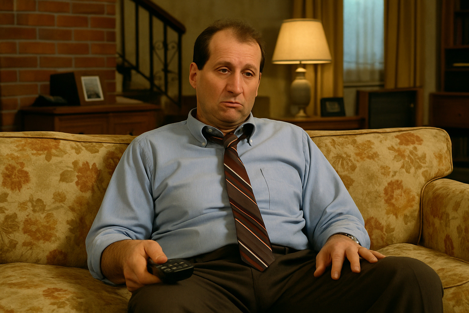 Al Bundy sitting on his iconic couch - ed o'neill Al Bundy sitting on his iconic couch - ed o'neill