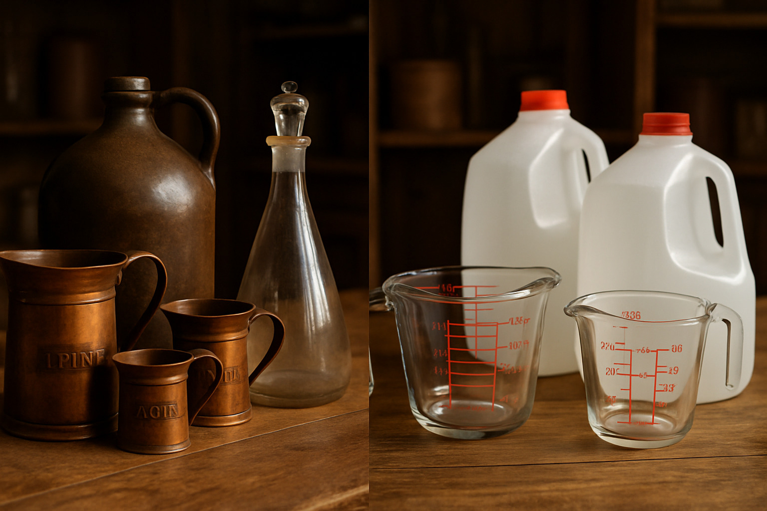 historical measurement tools and modern equivalents - how many ounces in a gallon