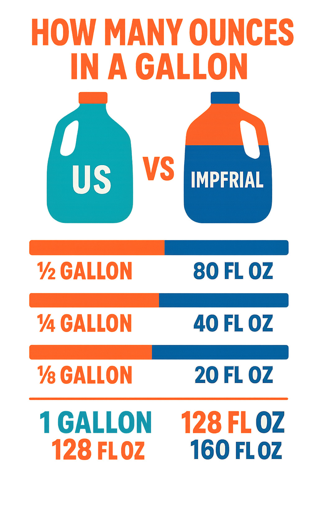 international measurement comparison infographic - how many ounces in a gallon infographic 