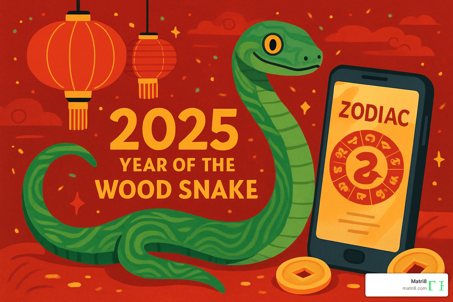 2025 Year of the Wood Snake with traditional Chinese imagery and modern interpretations - chinese zodiac fortune telling