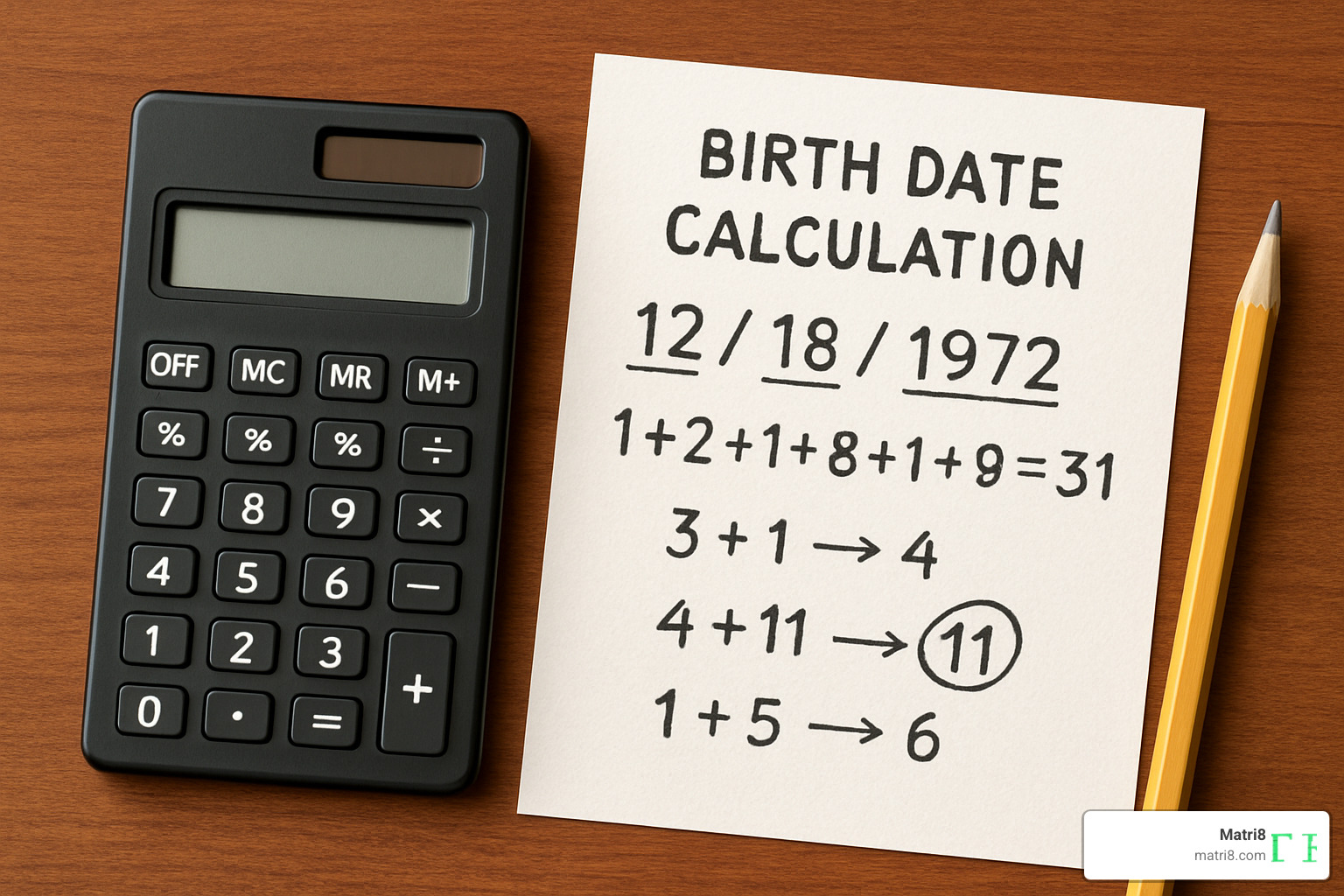 calculator worksheet showing birth date breakdown - numerology astrology by date of birth calculator worksheet showing birth date breakdown - numerology astrology by date of birth