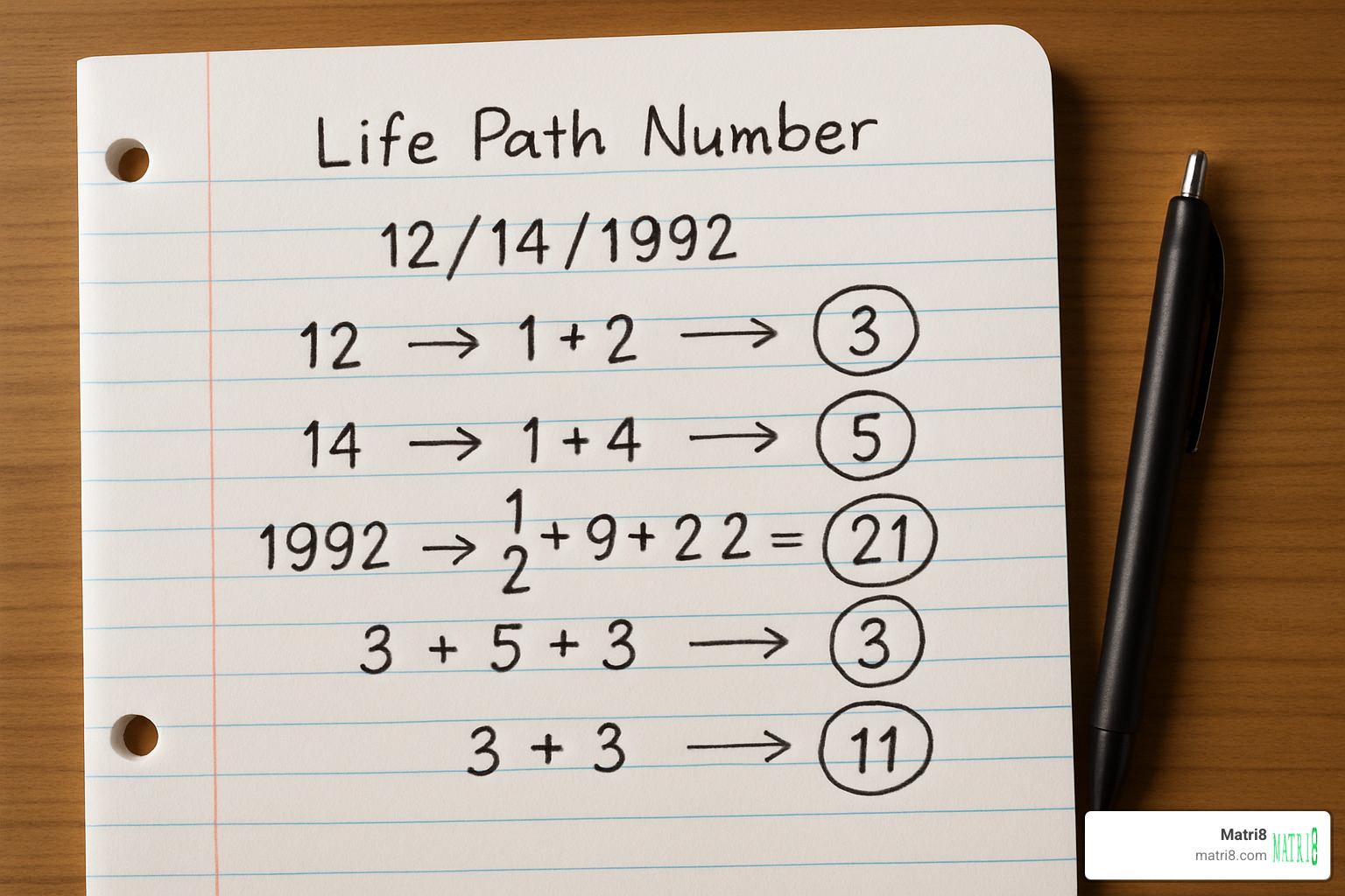 handwritten calculation sheet showing step-by-Step Life Path number calculations - life path number finder handwritten calculation sheet showing step-by-Step Life Path number calculations - life path number finder