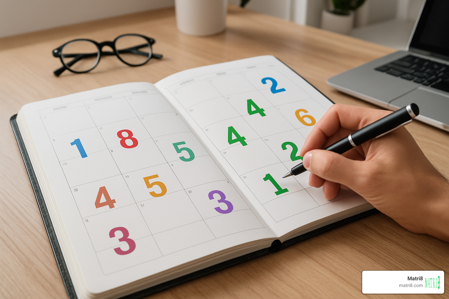 planner calendar synced with numerology numbers - personal year cycle