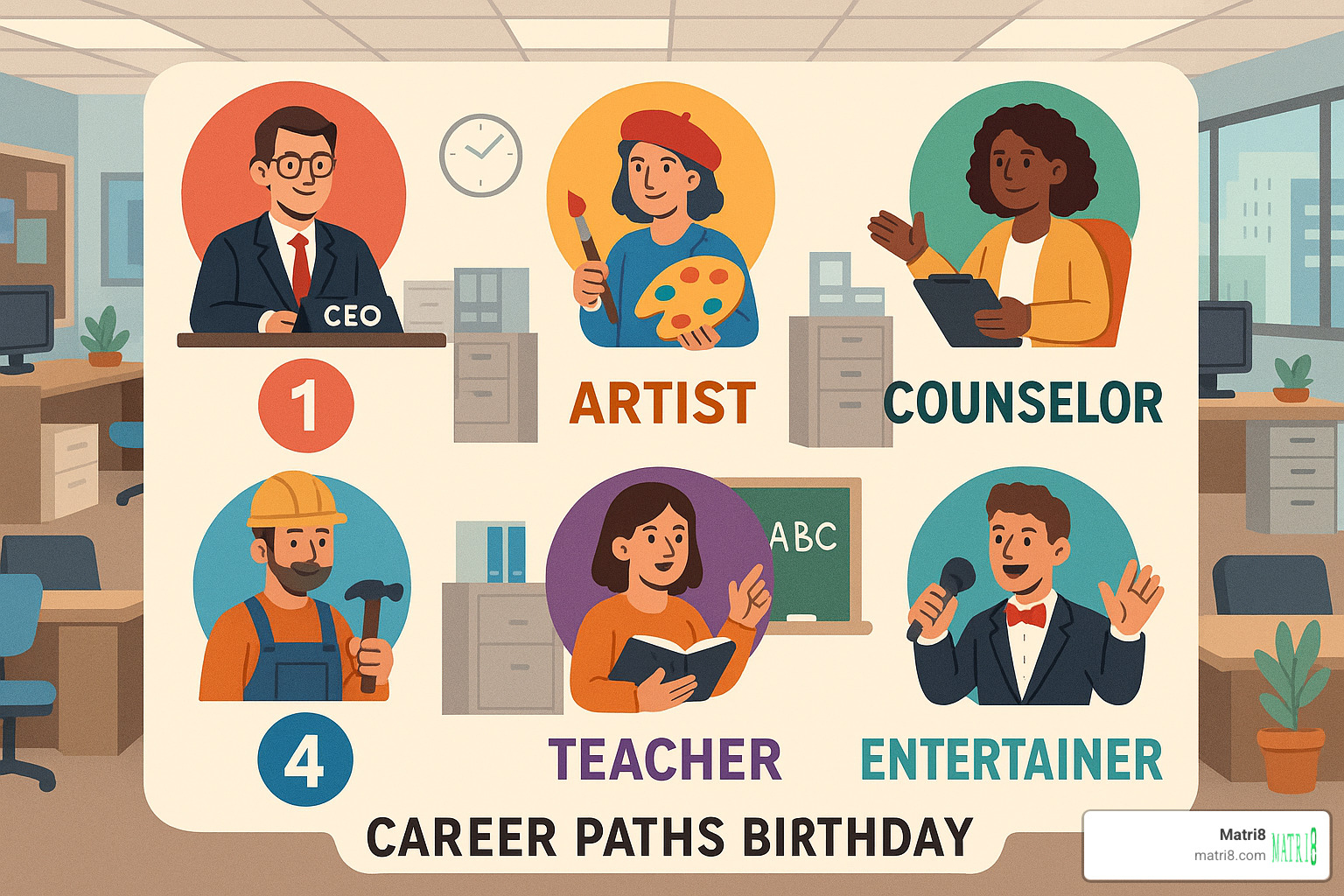 career path icons showing different professions aligned with various birthday numbers - birthday number meaning numerology career path icons showing different professions aligned with various birthday numbers - birthday number meaning numerology