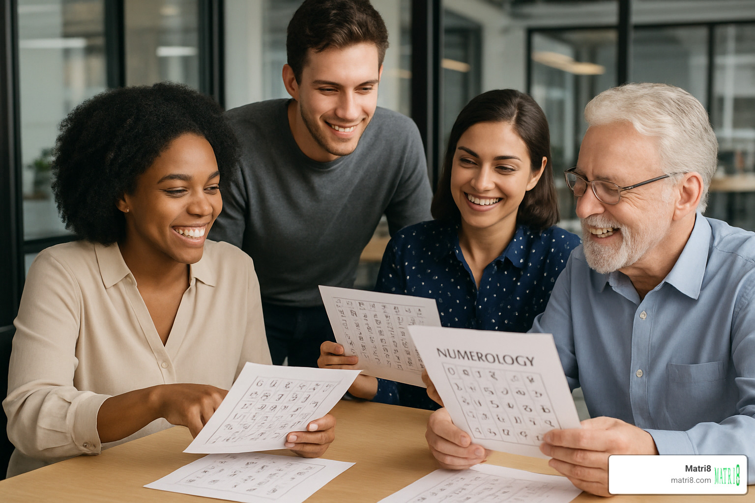 coworkers comparing numbers - numerology match by date of birth