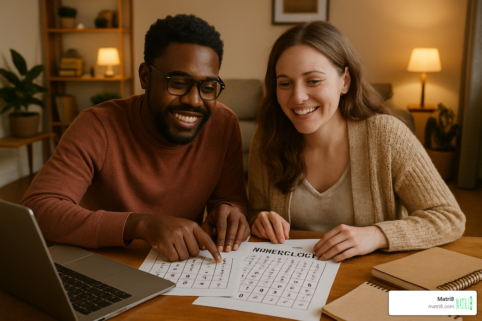 couples discussing numerology charts together - numerology match by date of birth