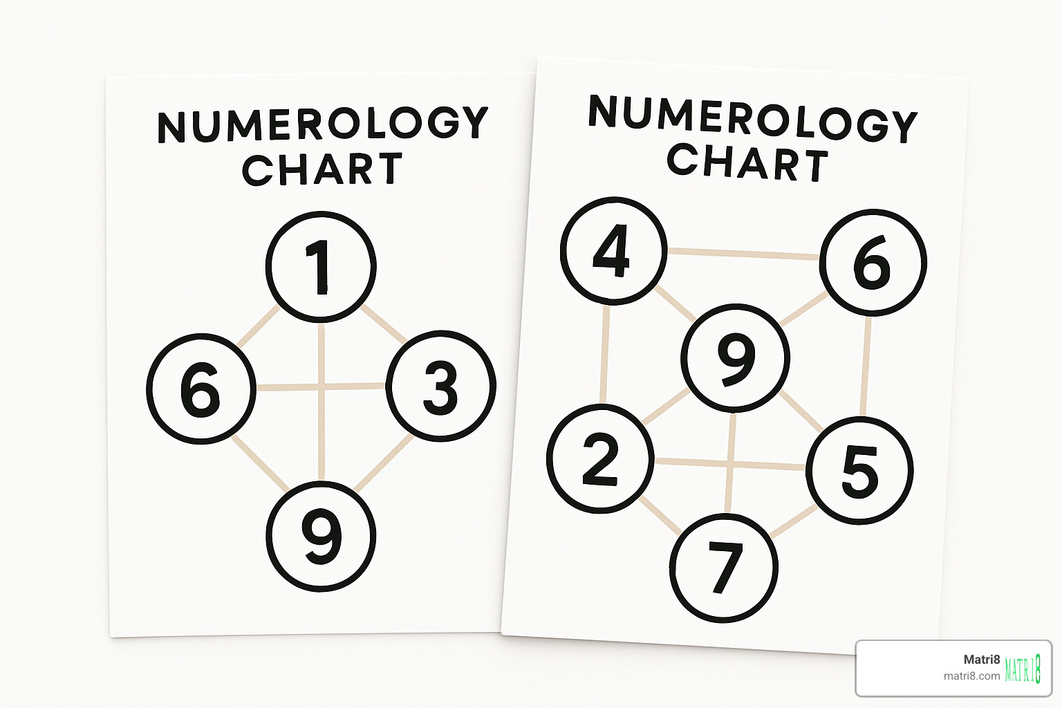 overlapping numerology charts showing connections between different numbers - calculate numerology online