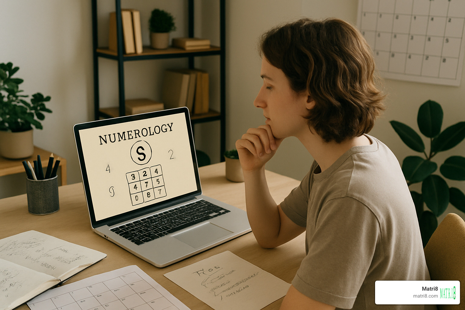 Person using numerology insights for life planning - free numerology chart reading