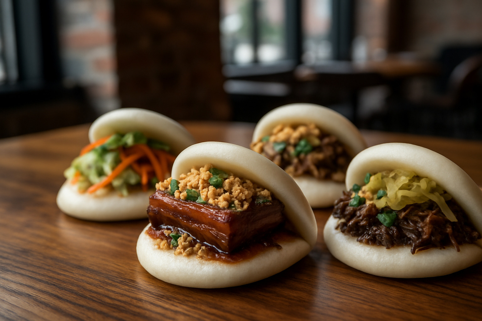 Taiwanese bao buns with various fillings - eddie huang