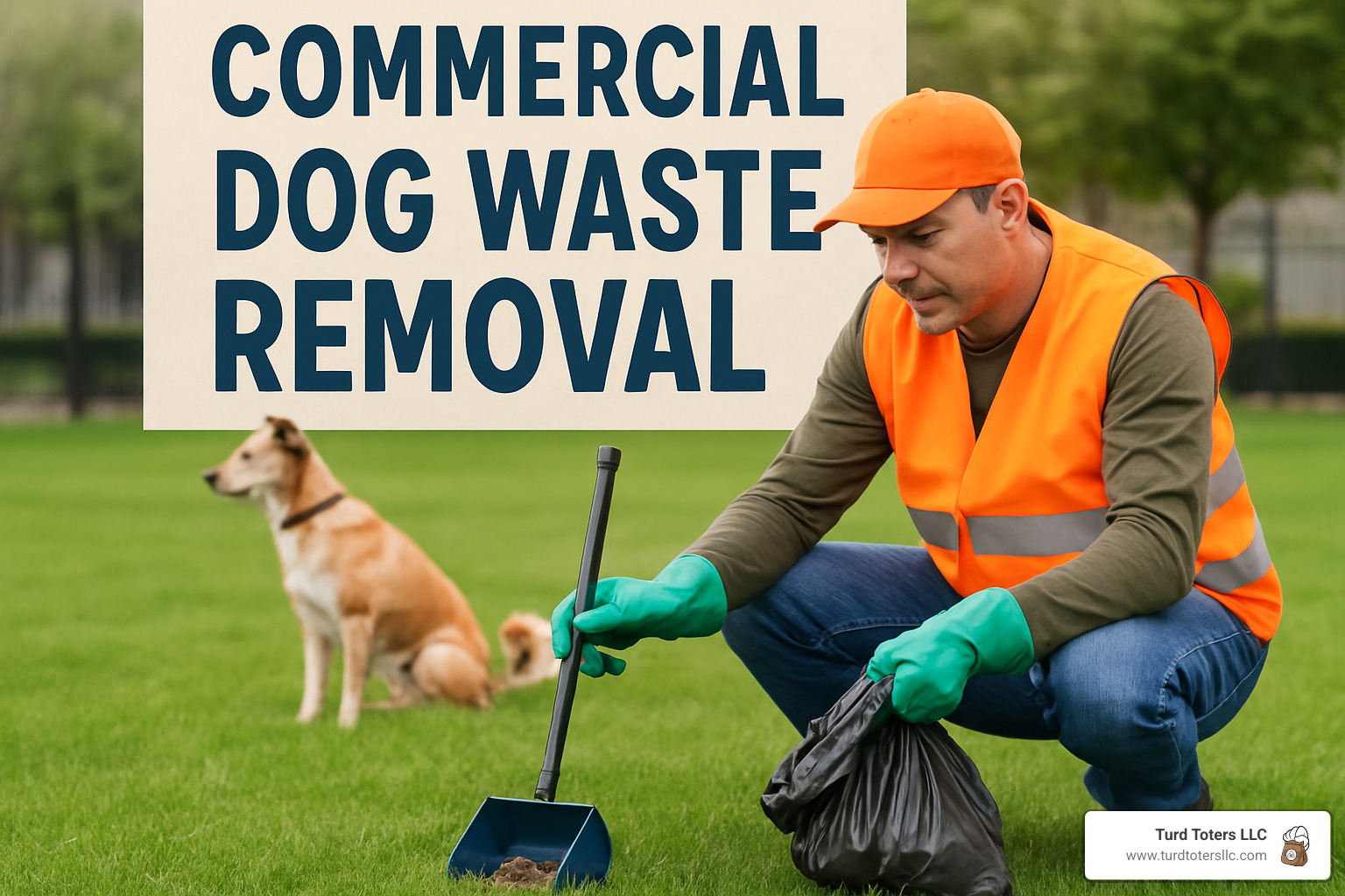 Technician using mobile app to log service completion - commercial dog waste removal