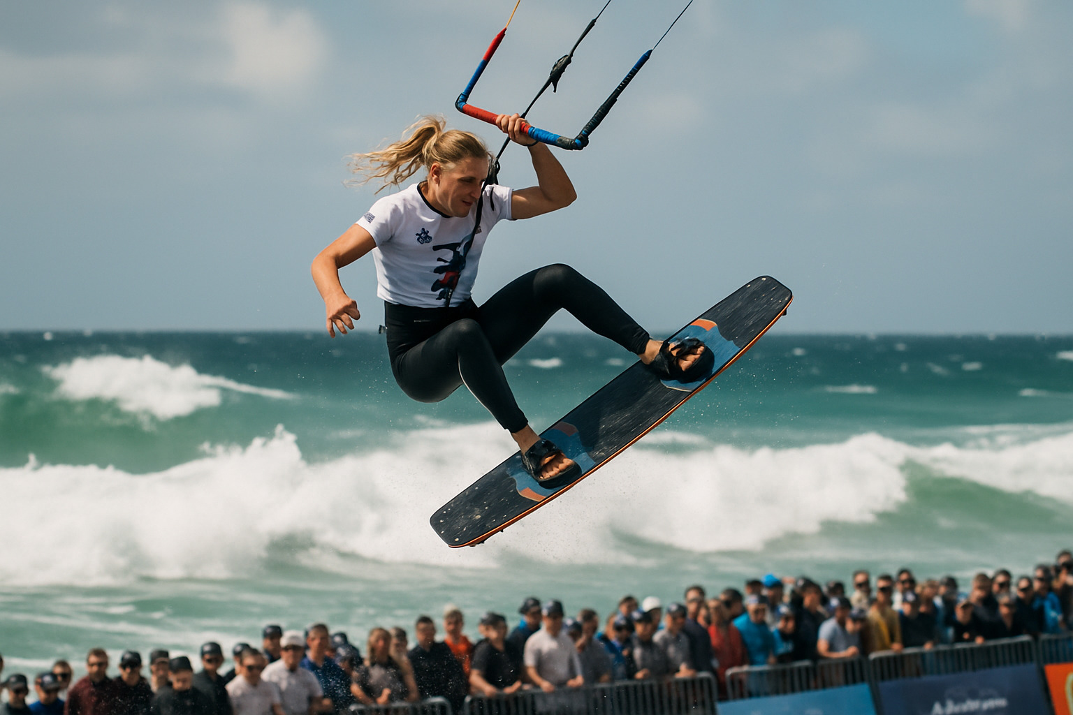 Maika Monroe performing a kiteboarding jump during competition - maika monroe Maika Monroe performing a kiteboarding jump during competition - maika monroe