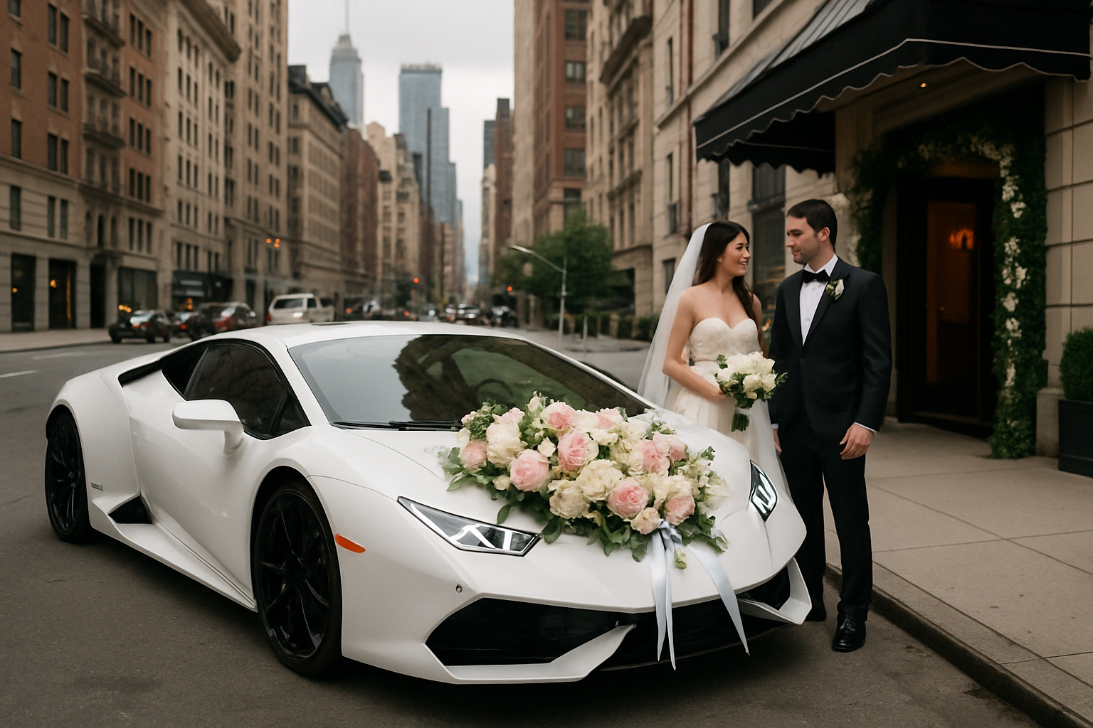 White Lamborghini at wedding - rent a lamborghini nyc