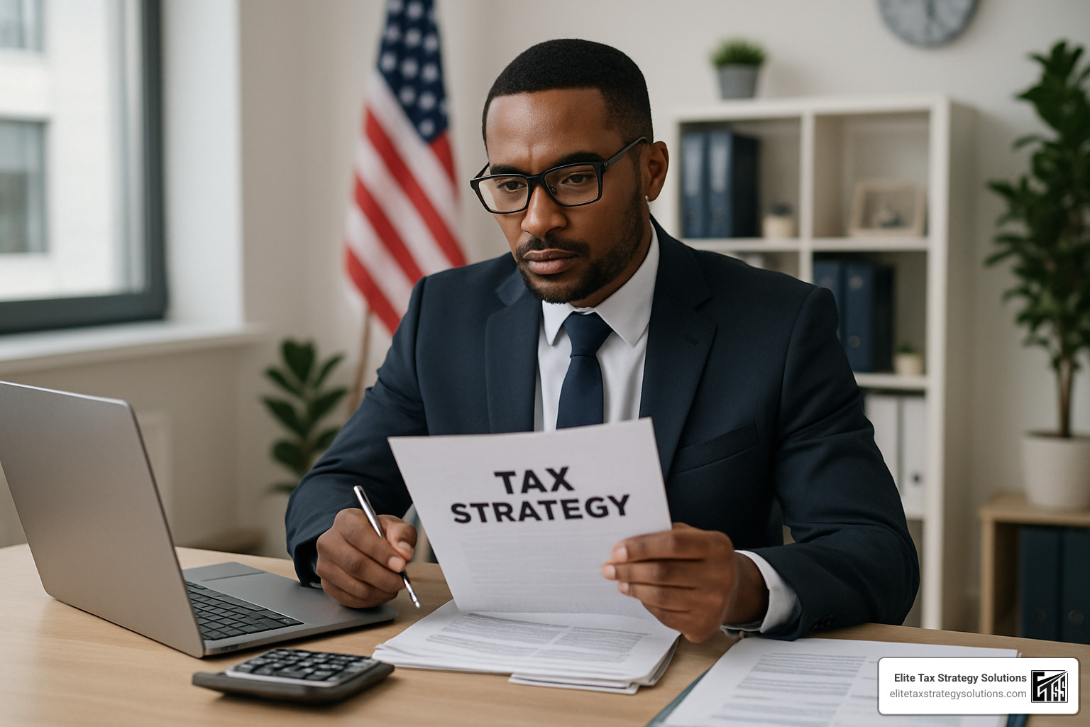 Business owner reviewing tax strategy documents - Corporate tax planning