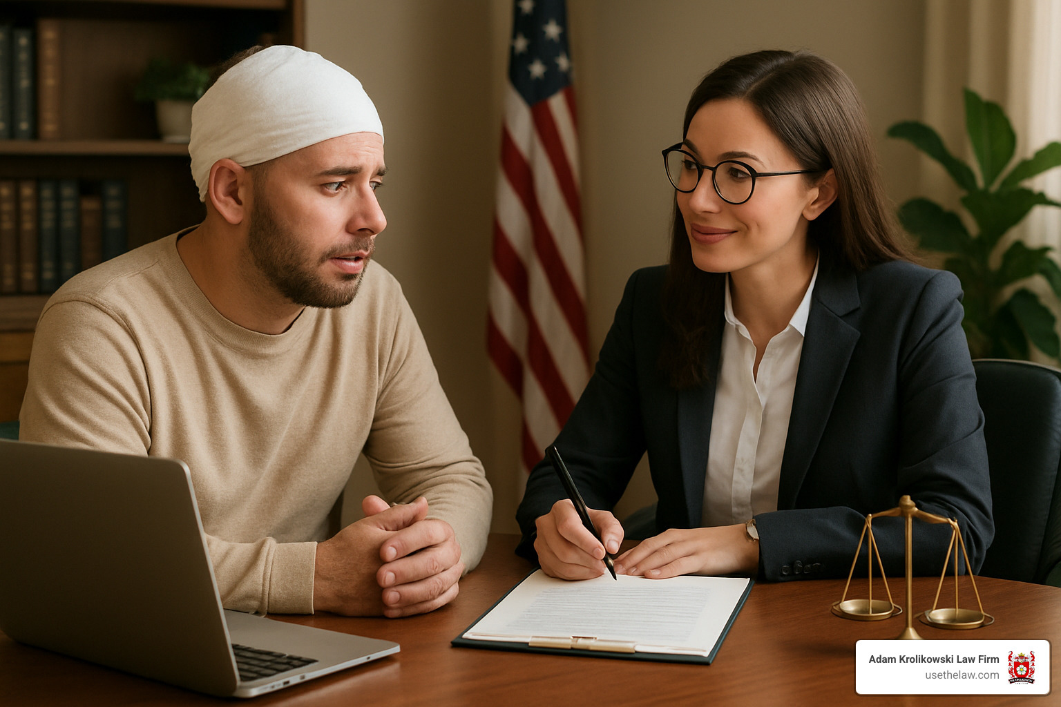 legal consultation between attorney and brain injury client - head injury attorney