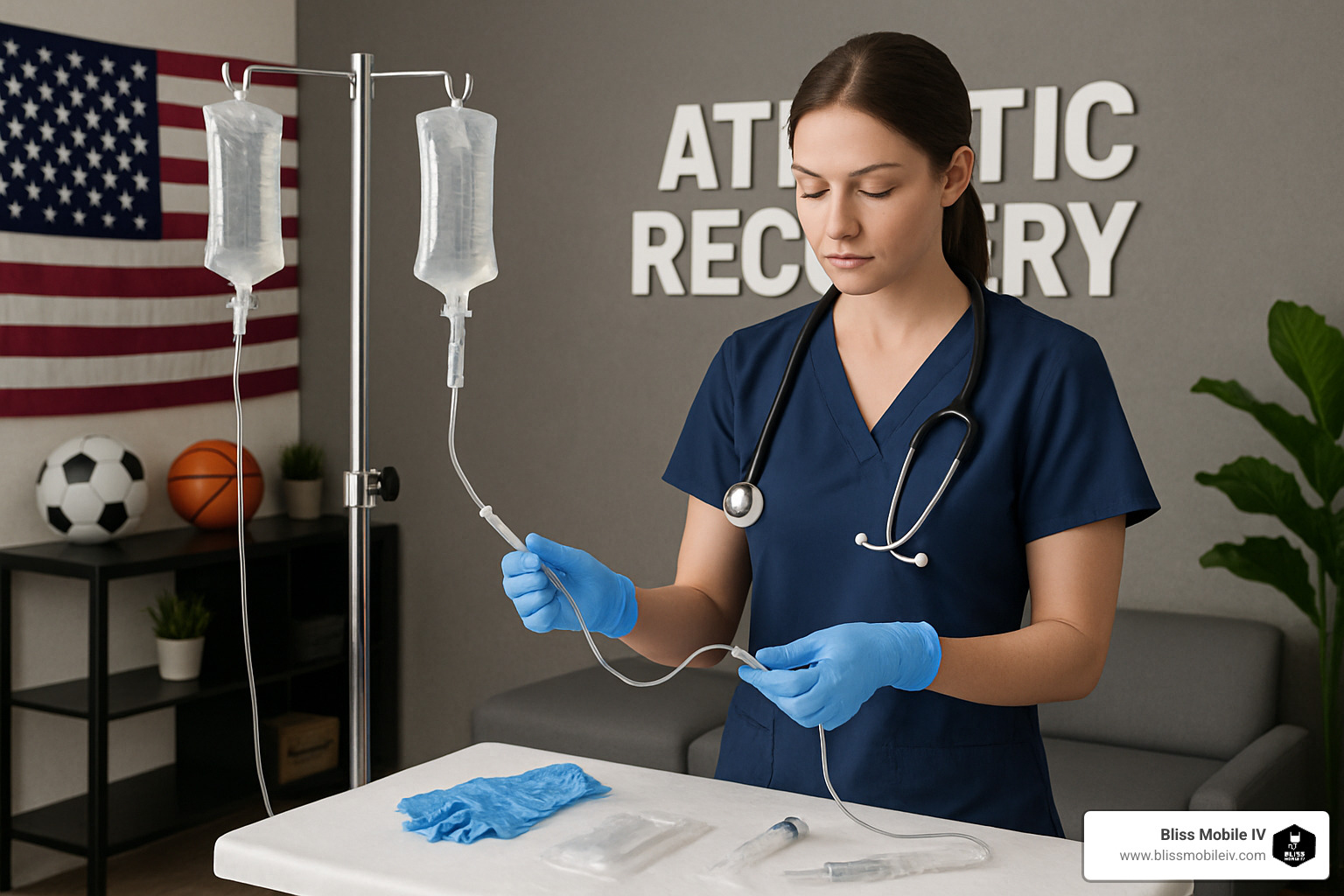 Mobile IV nurse setup with sterile equipment - iv hydration treatment for athletic performance
