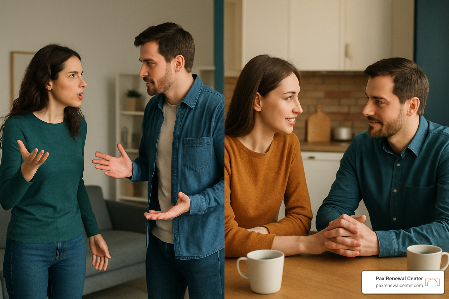 couples arguing vs couples in healthy discussion - couples counseling lafayette la